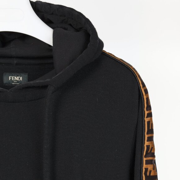 Fendi Black Taped FF Motif Hooded Sweatshirt - Picture 5 of 15
